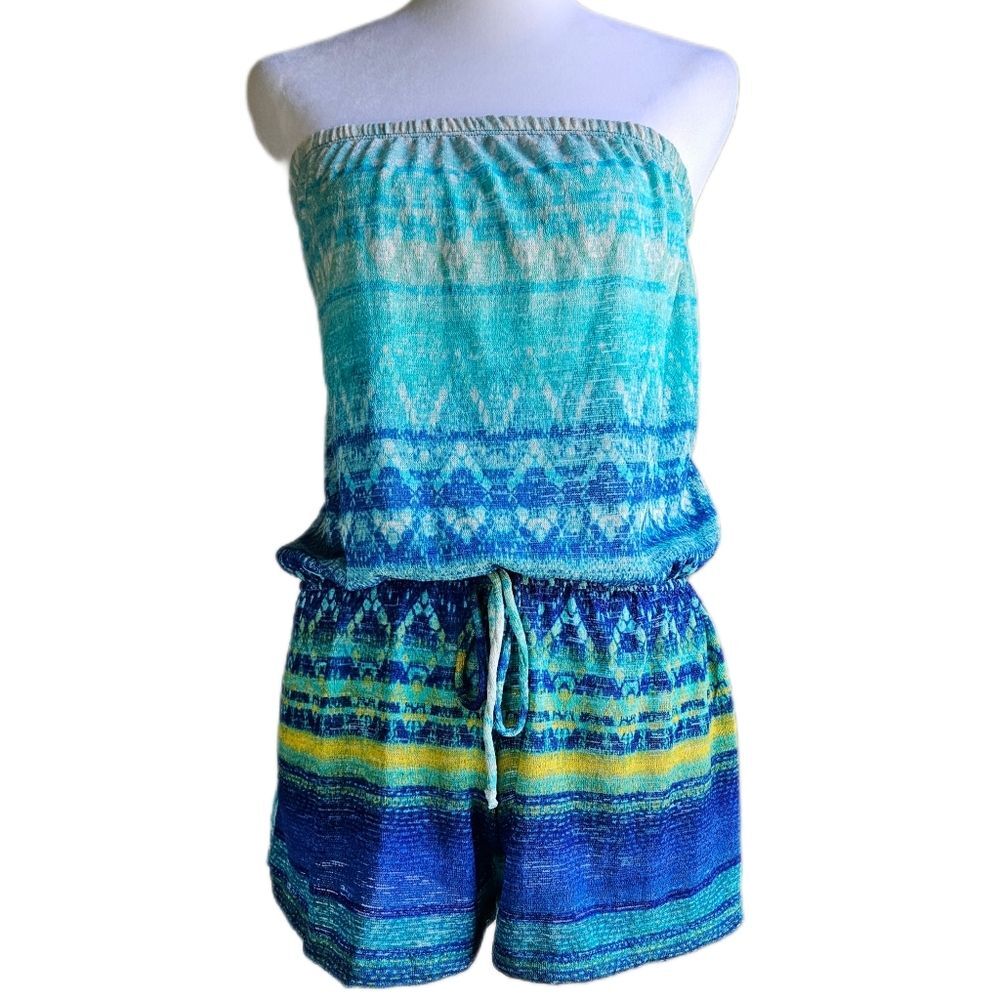 Elan Tube Top Romper Womens Large Beach Coverup Tropical Mermaid Summer Knit NWT
